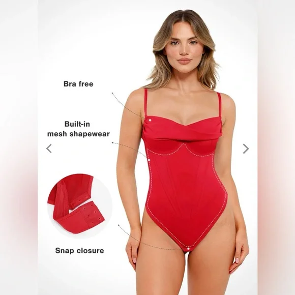 Popilush Shapewear Draped Bust Hourglass Corset Bodysuit, NWT, Size Medium - Picture 2 of 9